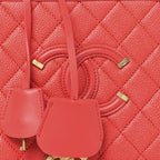 Caviar Quilted Medium CC Filigree Vanity Case Red