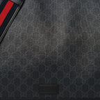 GG Supreme Monogram Web Messenger Diaper Bag Black Grey