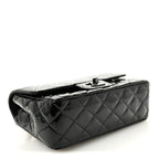 Patent Calfskin Quilted Mini Rectangular Flap So Black