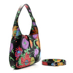 X KEN SCOTT New Shangai Calfskin Jenny Floral Print Small Jackie 1961 Hobo Black Pink