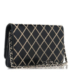 Calfskin Diamond Stitch Wallet On Chain WOC Black