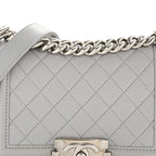 Lambskin Quilted Small Boy Flap Grey