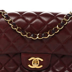 Lambskin Quilted Mini Rectangular Flap Burgundy