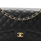 Caviar Quilted Jumbo Double Flap Black