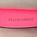 GG Supreme Monogram Textured Dollar Calfskin Web Ophidia Small Crossbody Bag Beige Ebony Fuchsia