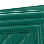 Lambskin Quilted Medium Boy Flap Green