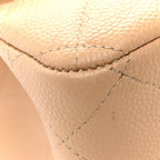 Caviar Quilted Jumbo Double Flap Beige