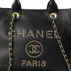 Caviar Small Studded Deauville Tote Black