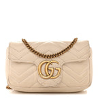 Calfskin Matelasse Super Mini GG Marmont Shoulder Bag White