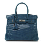 Shiny Niloticus Crocodile Birkin 30 Bleu Izmir