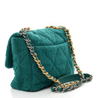 Tweed Quilted Large Chanel 19 Flap Green
