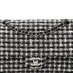 Tweed Quilted Medium Double Flap Black