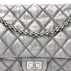 Metallic Aged Calfskin Quilted 2.55 Reissue 226 Flap Dark Silver