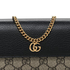 Dollar Calfskin GG Supreme Monogram Petite GG Marmont Wallet Chain Bag Black Beige Ebony