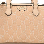 Summer Denim Calfskin GG Monogram Small Ophidia Top Handle Bag Souffle Rose