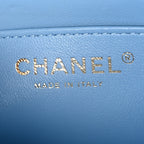 Lambskin Quilted Mini Rectangular Flap Light Blue
