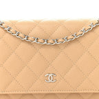 Caviar Quilted Wallet on Chain WOC Beige