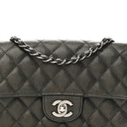Metallic Caviar Quilted Mini Rectangular Flap Dark Grey
