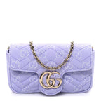 Denim GG Monogram Mini GG Marmont Shoulder Bag Light Purple