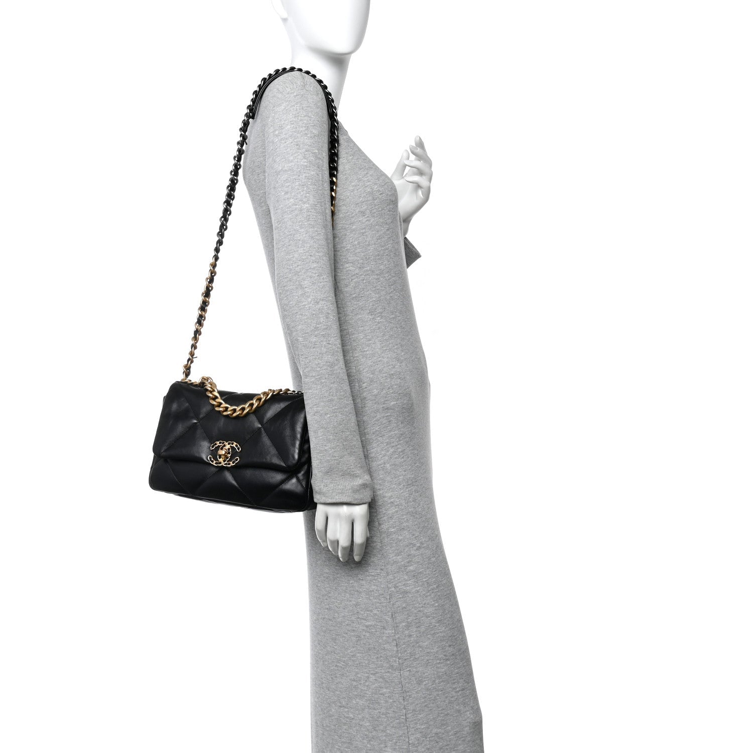 Lambskin Quilted Medium Chanel 19 Flap Black