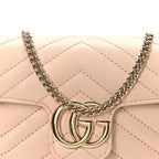 Calfskin Matelasse Super Mini GG Marmont Shoulder Bag Porcelain Rose