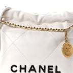 Shiny Calfskin Quilted Mini Chanel 22 White Black