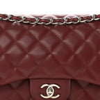 Caviar Quilted Jumbo Double Flap Dark Red