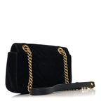 Velvet Matelasse Mini GG Marmont Shoulder Bag Black