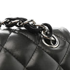 Lambskin Quilted Jumbo Double Flap Black