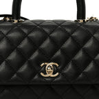 Caviar Quilted Mini Coco Handle Flap Black