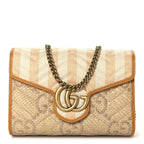 Raffia GG Monogram Matelasse GG Marmont Chain Wallet Natural Beige Off White Sun Oil