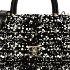 Lambskin Sequin Beaded Extra Mini Coco Handle Flap Black White