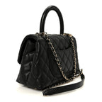 Caviar Quilted Mini Coco Handle Flap Black