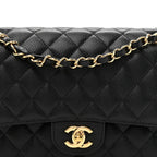 Caviar Quilted Medium Double Flap Black