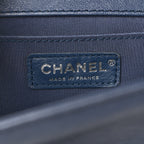 Lambskin Quilted Medium Top Handle Boy Flap Blue