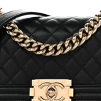 Caviar Quilted Small Boy Flap Black