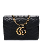 Calfskin Matelasse GG Marmont Chain Wallet Black