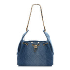Washed Denim Quilted Small Chanel 25 Handbag Blue