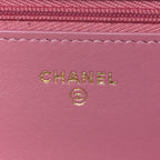 Tweed Quilted Wallet On Chain WOC Pink