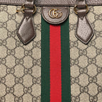 GG Supreme Monogram Web Medium Ophidia Tote Bag Brown