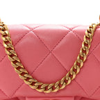 Lambskin Enamel Quilted Pending CC Mini Square Flap Pink