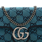 Monogram Multicolor Matelasse Diagonal Super Mini GG Marmont Shoulder Bag Light Blue