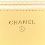 Lambskin Quilted Sweet Camellia Wallet on Chain WOC Yellow