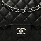 Caviar Quilted Jumbo Double Flap Black