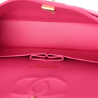Caviar Quilted Medium Double Flap Dark Pink