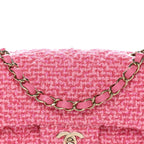 Wool Tweed Quilted Mini Rectangular Flap Dark Pink Fuchsia