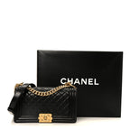 Lambskin Quilted Medium Boy Flap Black