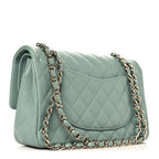 Caviar Quilted Medium Double Flap Dark Green