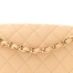 Caviar Quilted Medium Double Flap Beige