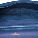 Iridescent Caviar Quilted Wallet on Chain WOC Dark Blue